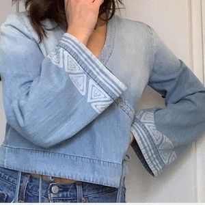 Anthropologie cloth & stone chambray wrap top